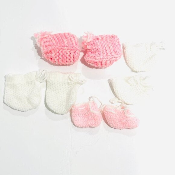 Vintage Handmade Knit Crochet Baby Booties & Mittens Lot - Picture 1 of 4